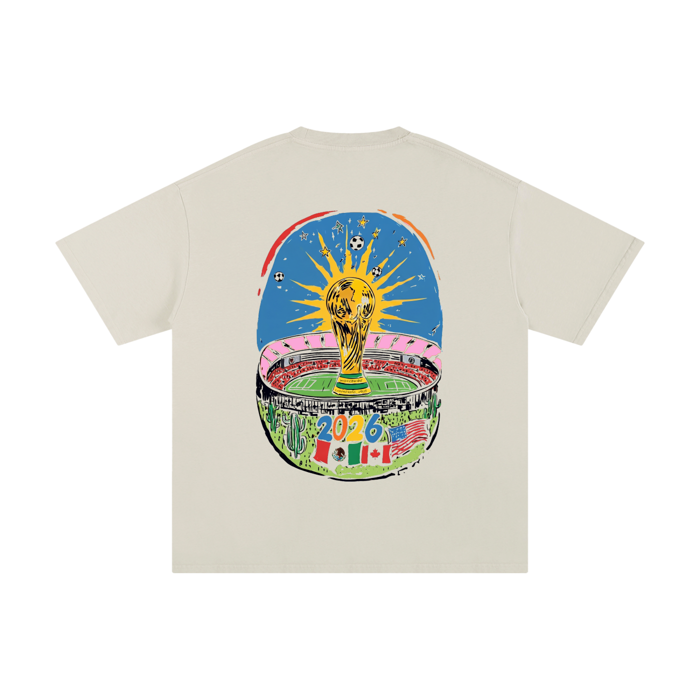 SAFARWEAR World Cup 2026 World Tour cultural graphic tee flat lay