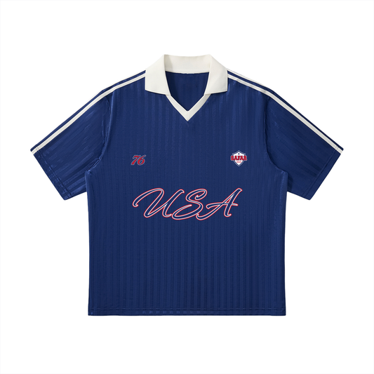 USA Home Crowd World Tour Soccer Jersey back with cultural collage — SAFARWEAR