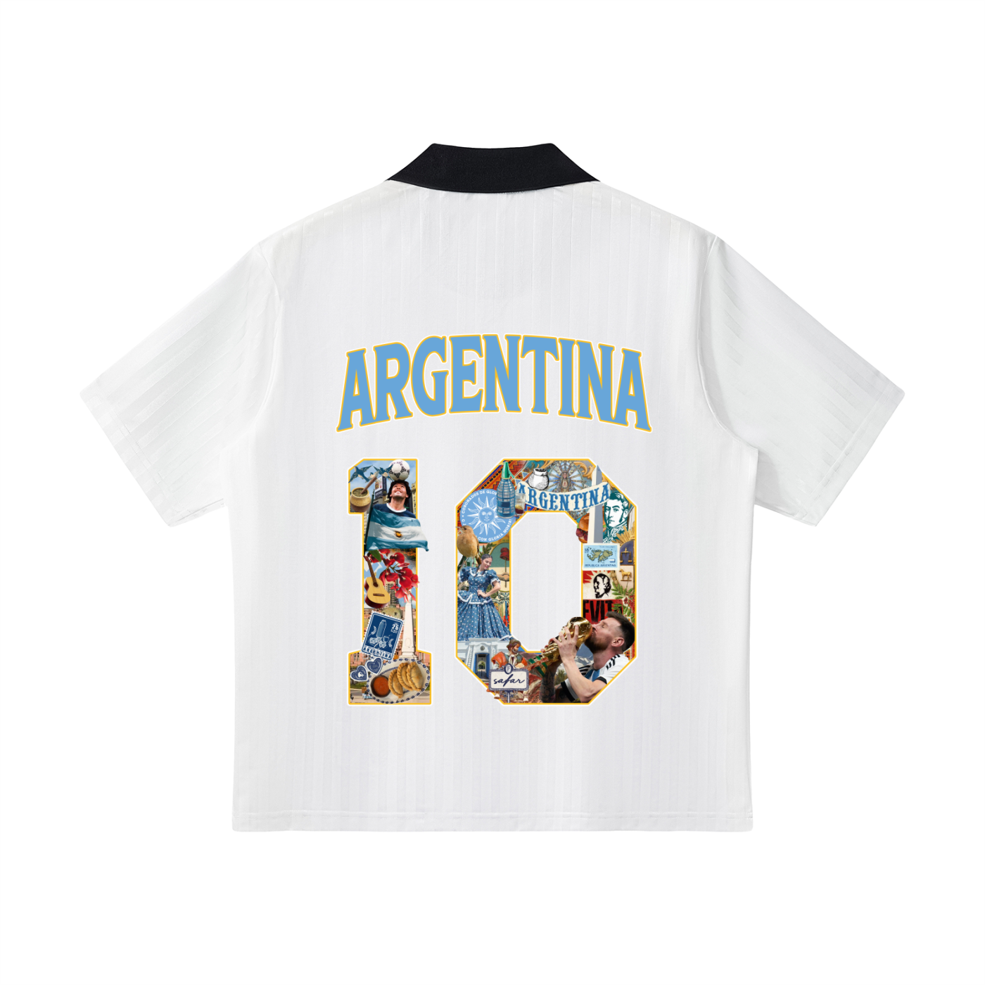 Argentina World Tour cultural soccer jersey white with black — SAFARWEAR World Cup 2026