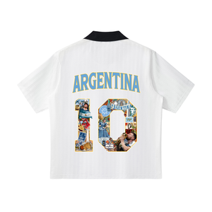Argentina World Tour cultural soccer jersey white with black — SAFARWEAR World Cup 2026