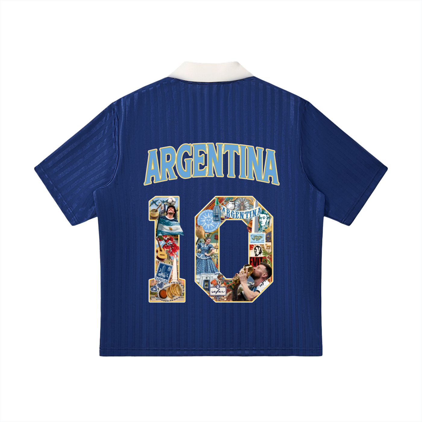 Argentina Campeones World Tour Soccer Jersey front — SAFARWEAR cultural collage design