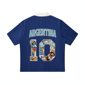 Argentina Campeones World Tour Soccer Jersey front — SAFARWEAR cultural collage design