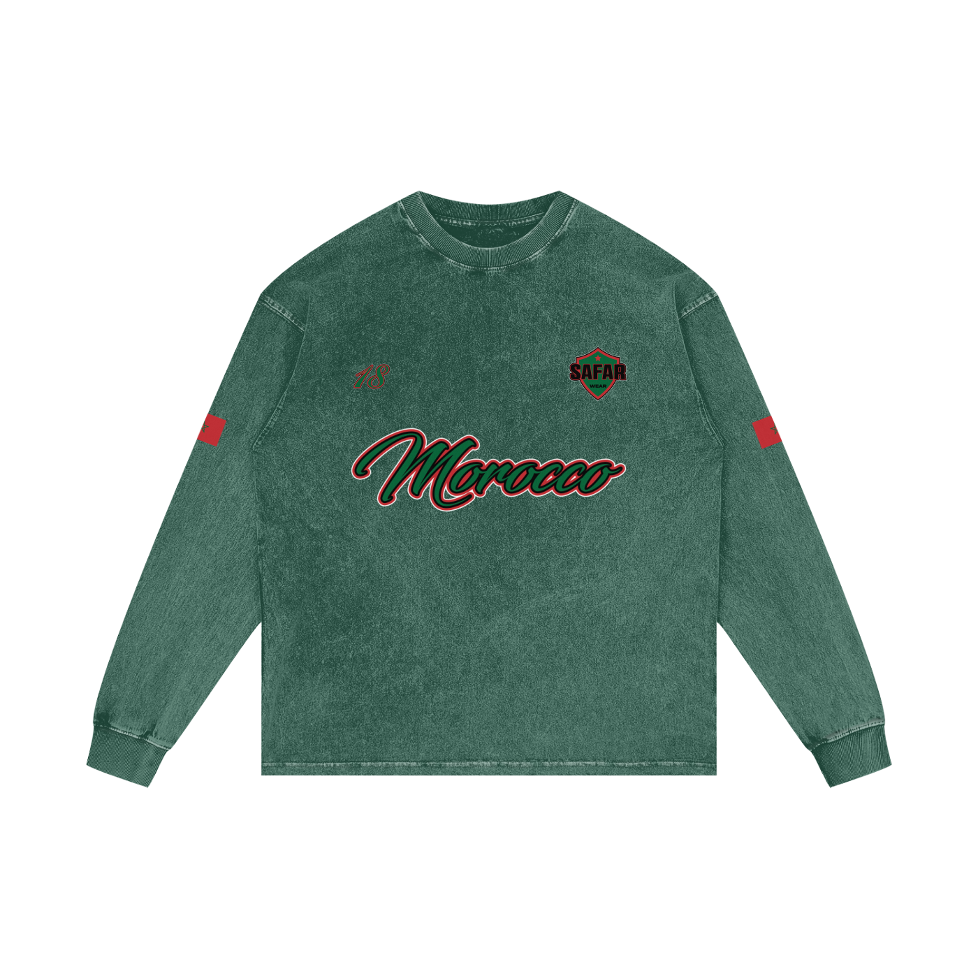 Morocco Heritage Long Sleeve Tee dark green colorway — SAFARWEAR