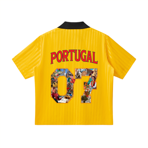 Portugal World Tour cultural soccer jersey yellow with black — SAFARWEAR World Cup 2026