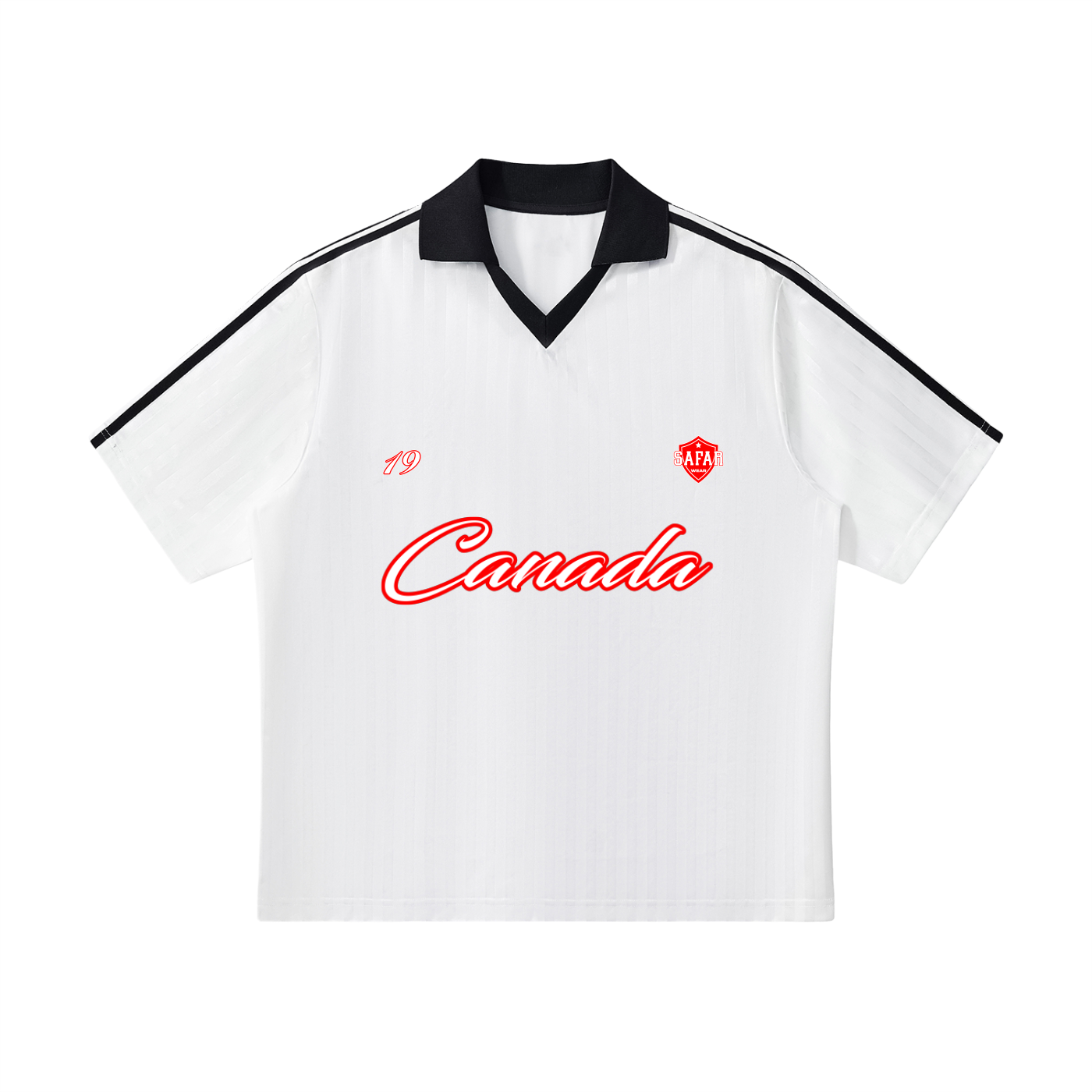 Canada True North World Tour Soccer Jersey back with cultural collage — SAFARWEAR