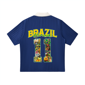 Brazil World Tour cultural soccer jersey navy blue — SAFARWEAR World Cup 2026