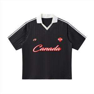 Canada World Tour cultural soccer jersey white with black — SAFARWEAR World Cup 2026