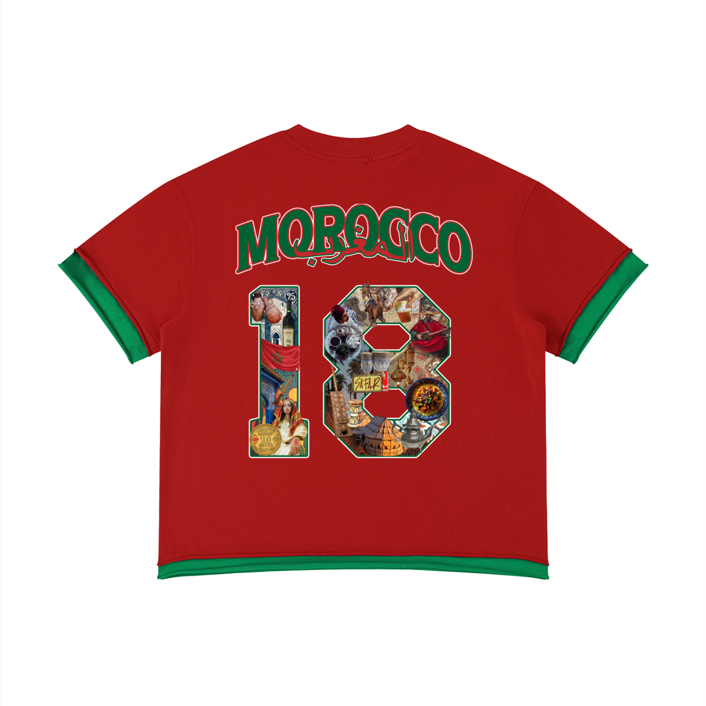 Morocco World Tour oversized graphic tee detail — SAFARWEAR World Cup 2026