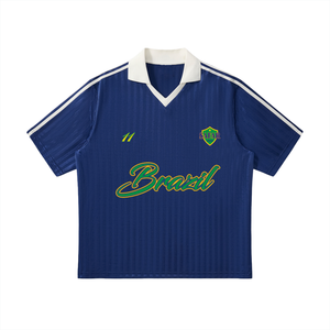 Brazil World Tour cultural soccer jersey yellow with black — SAFARWEAR World Cup 2026