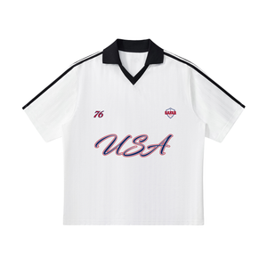 USA World Tour cultural soccer jersey navy blue with white — SAFARWEAR World Cup 2026