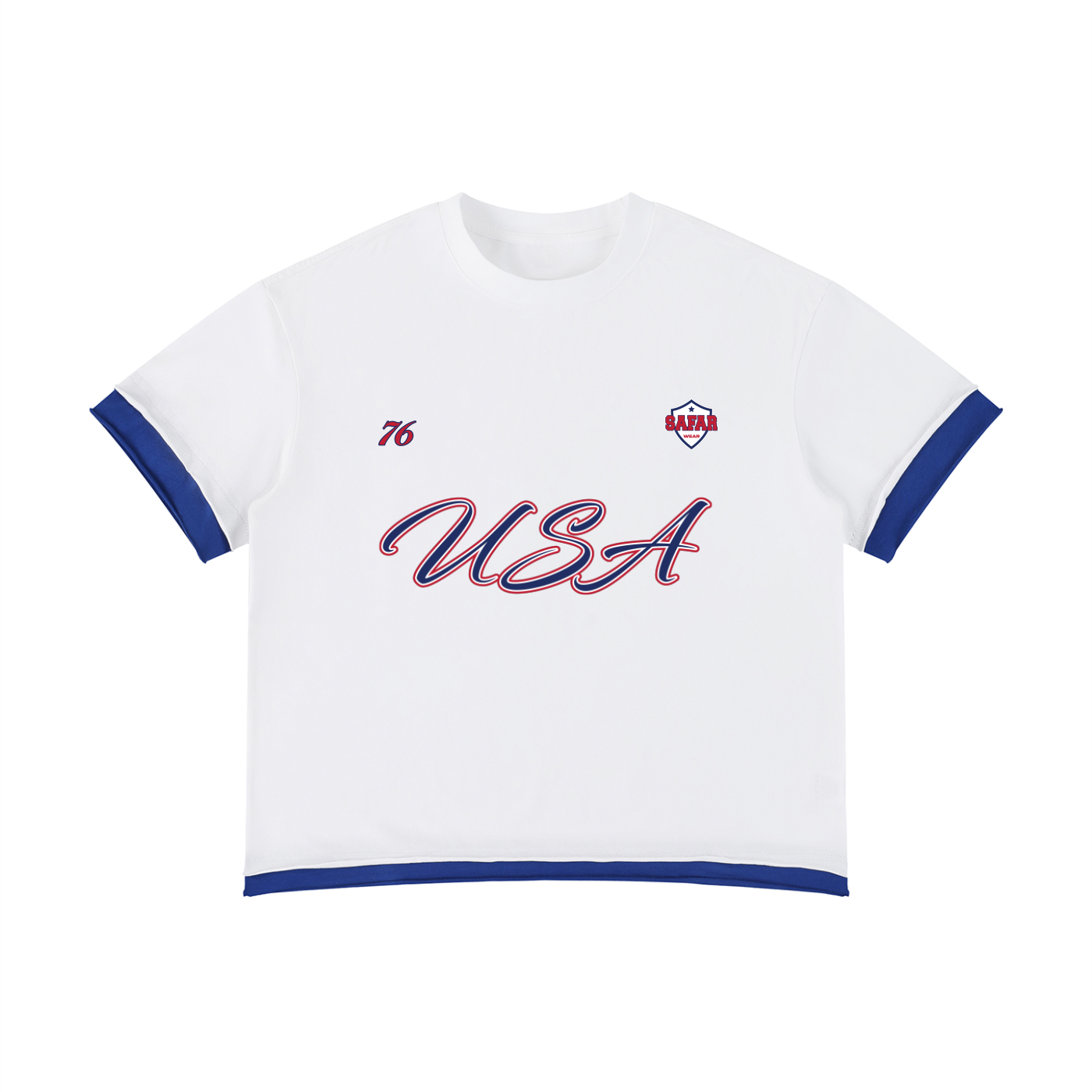 USA World Tour graphic tee detail — SAFARWEAR World Cup 2026 collection