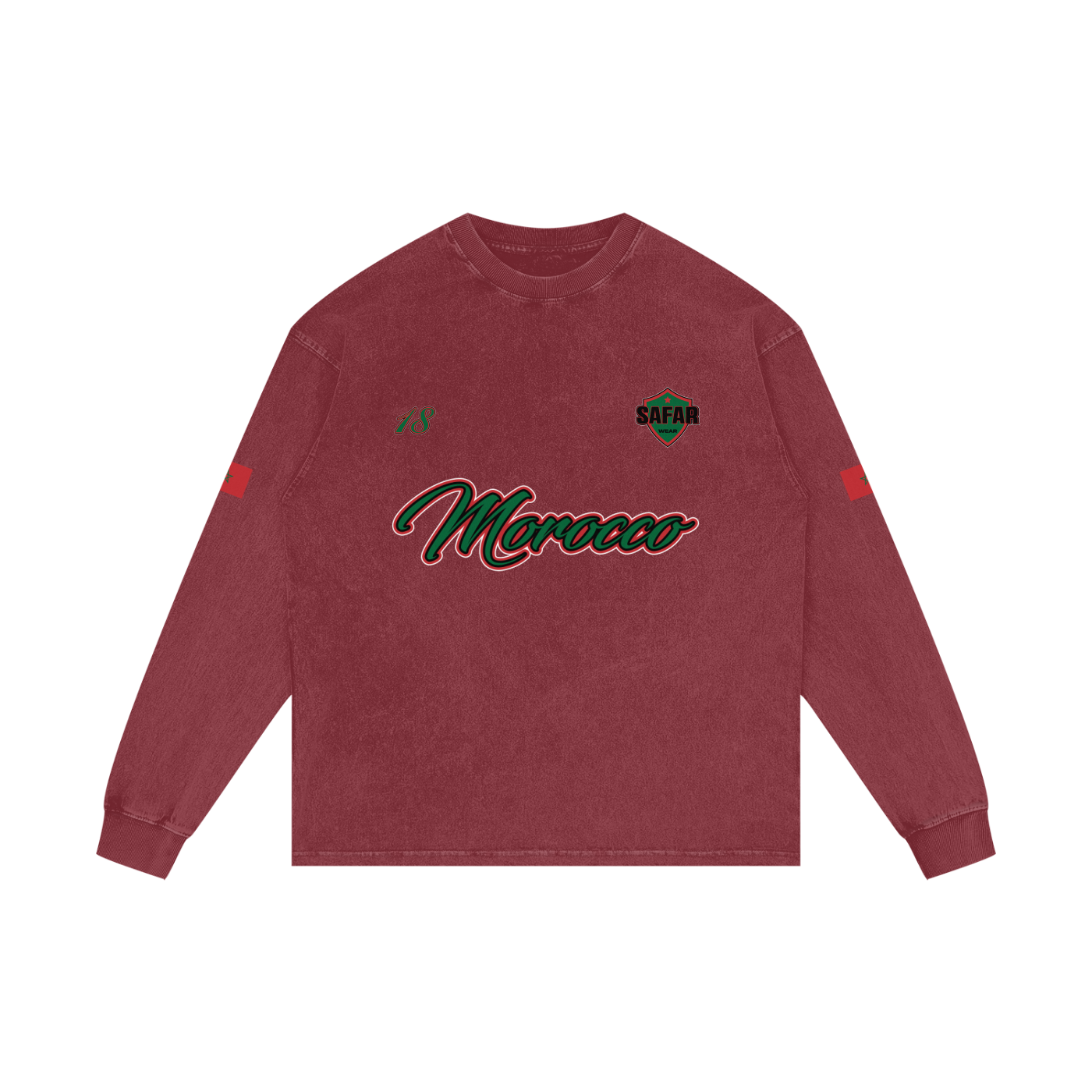 Atlas Lions Morocco Heritage Long Sleeve Tee front — SAFARWEAR cultural streetwear