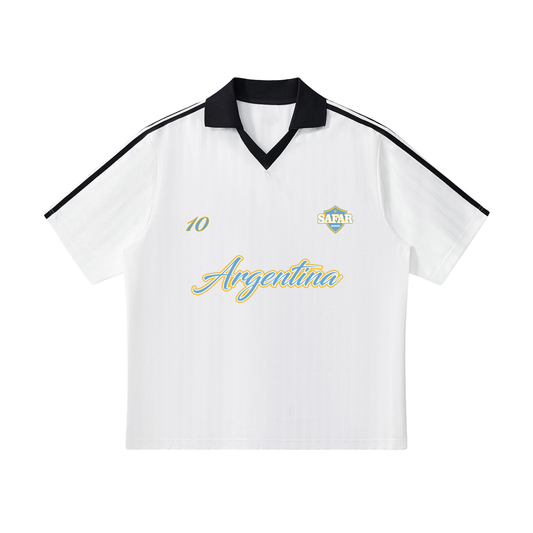 Argentina Campeones World Tour Soccer Jersey back with cultural collage — SAFARWEAR