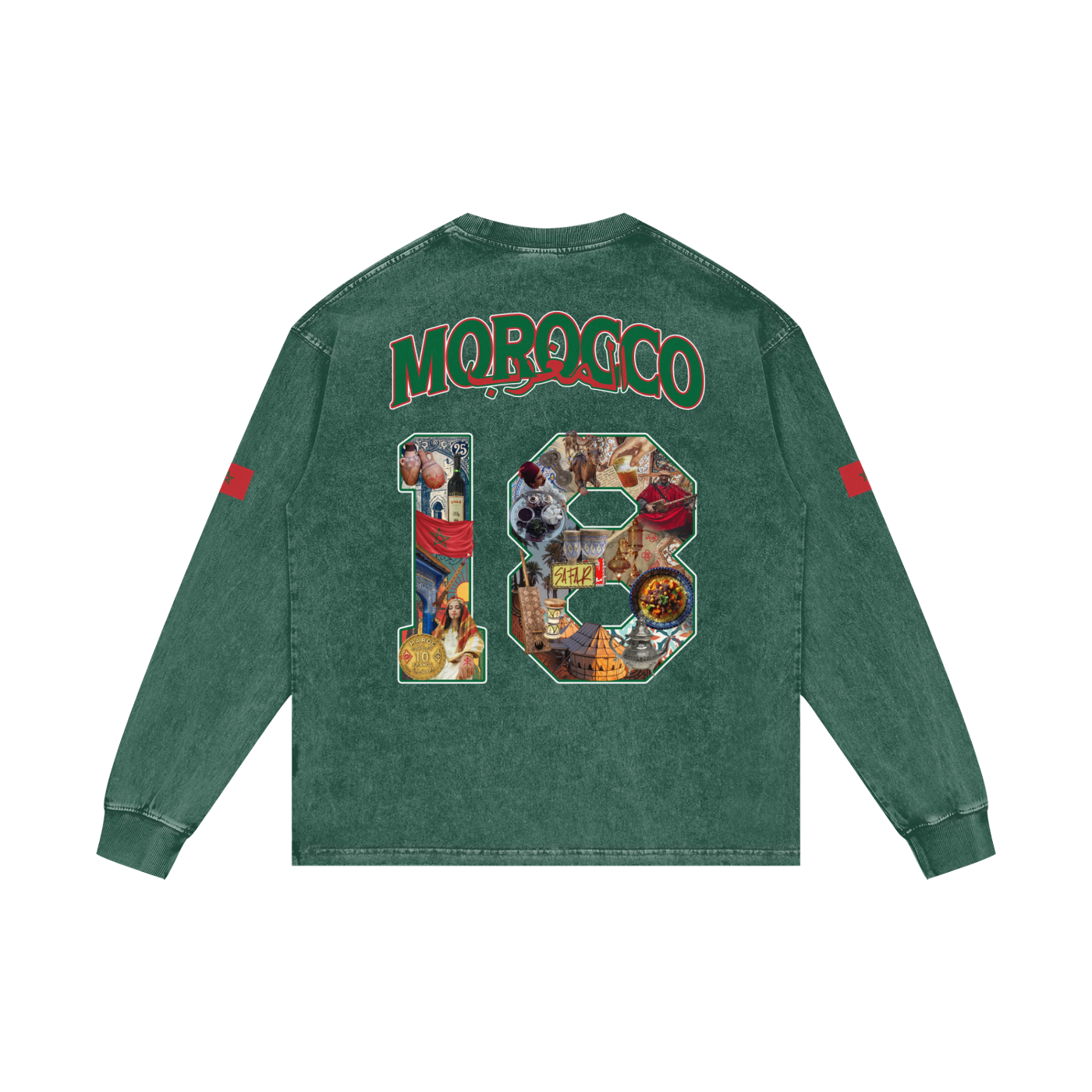 Morocco Heritage Long Sleeve Tee red colorway — SAFARWEAR World Tour Collection