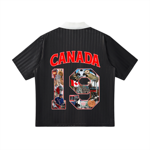 Canada World Tour cultural soccer jersey black with white — SAFARWEAR World Cup 2026